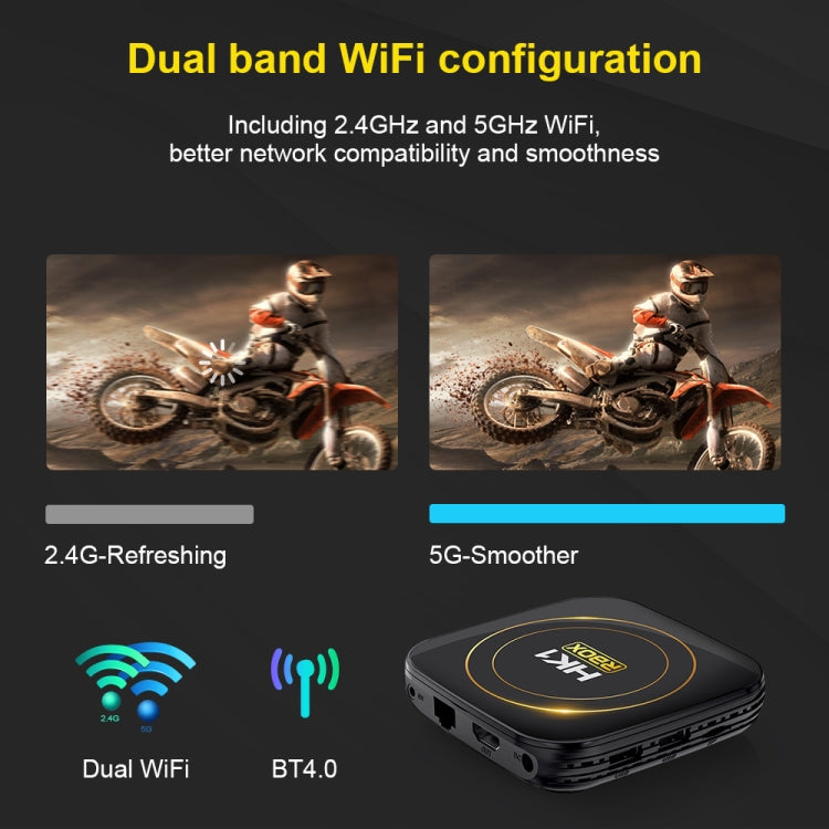 HK1 RBOX-H8S 4K Ultra HD Android 12.0 Smart TV Box con telecomando, Allwinner H618 Quad-Core, 2GB+16GB, 2GB+16GB