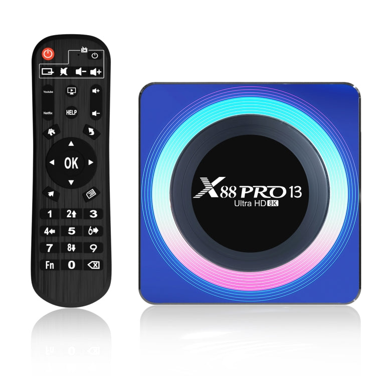 Acrilico X88 Pro 13 8K Ultra HD Android 13.0 Smart TV Box con telecomando, RK3528 Quad-Core, 2 GB + 16 GB, 2GB+16GB