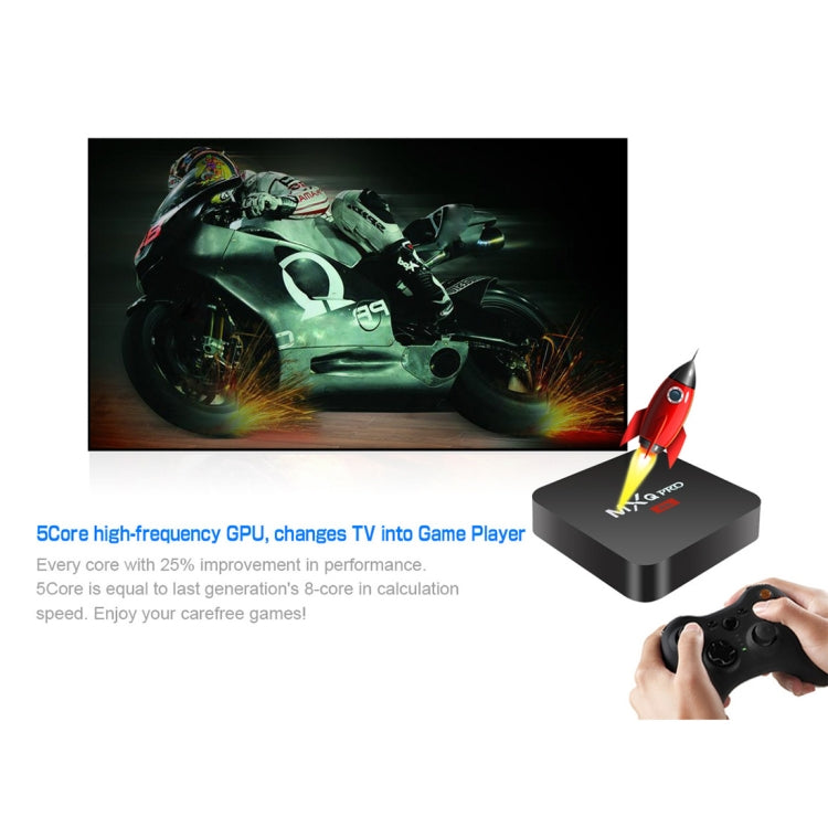 MXQ PROi 1080P 4K HD Smart TV BOX with Remote Control, Android 7.1 S905W Quad Core Cortex-A53 up to 2GHz, RAM: 2GB, ROM: 16GB, WiFi Support, 2GB+16GB, UK Plug
