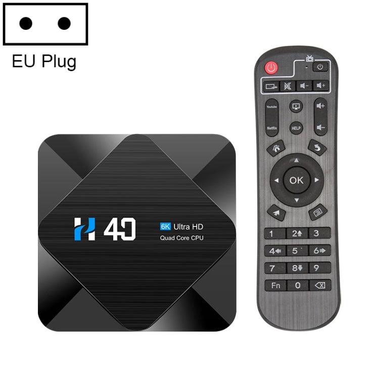 H40 4K Ultra HD Smart TV BOX Android 10.0 Media Player with Remote Control, Quad-Core, RAM: 4GB, ROM: 64GB, 4GB+64GB AU Plug H40, 4GB+64GB UK Plug H40, 4GB+64GB US Plug H40, 4GB+64GB EU Plug H40