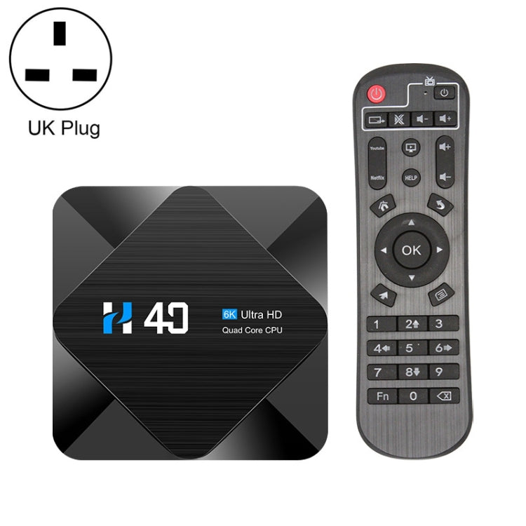 Lettore multimediale H40 4K Ultra HD Smart TV BOX Android 10.0 con telecomando, quad-core, RAM: 4 GB, ROM: 64 GB, 4GB+64GB AU Plug H40, 4GB+64GB UK Plug H40, 4GB+64GB US Plug H40, 4GB+64GB EU Plug H40