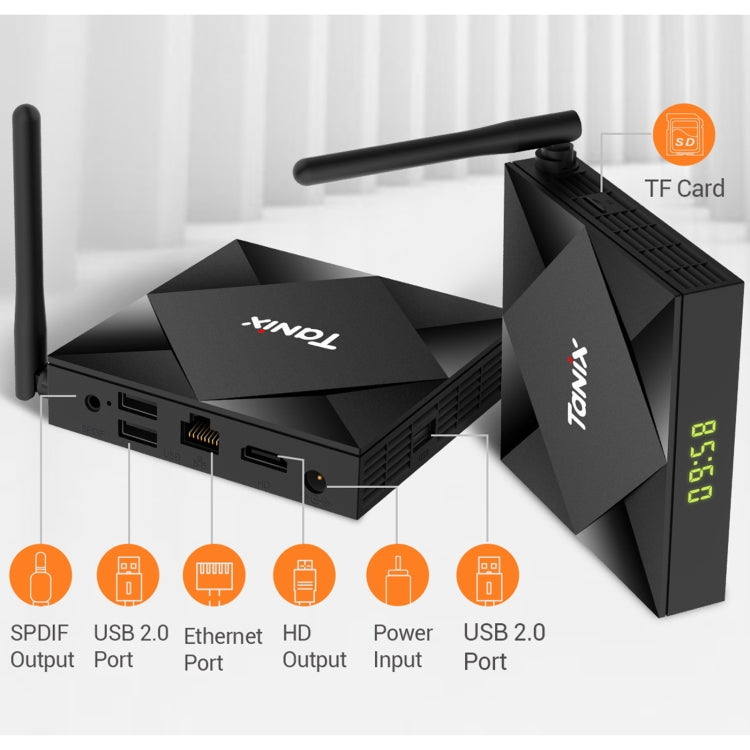 TANIX TX6s 4K Smart TV BOX Lettore multimediale Android 10 con telecomando, Quad Core Allwinner H616, senza funzione Bluetooth, RAM: 2 GB, ROM: 8 GB, WiFi 2,4 GHz, presa americana, 2GB+8GB