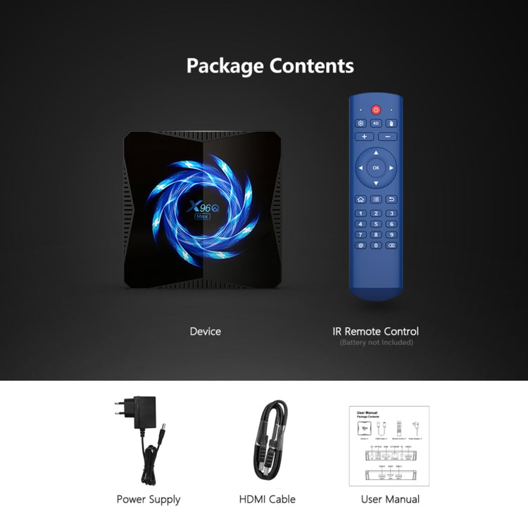 TANIX X96Q Max 4K Smart TV BOX Lettore multimediale Android 10 con telecomando, Quad Core Allwinner H616, RAM: 4 GB, ROM: 64 GB, WiFi 2,4 GHz/5 GHz, presa EU, 4GB+64GB