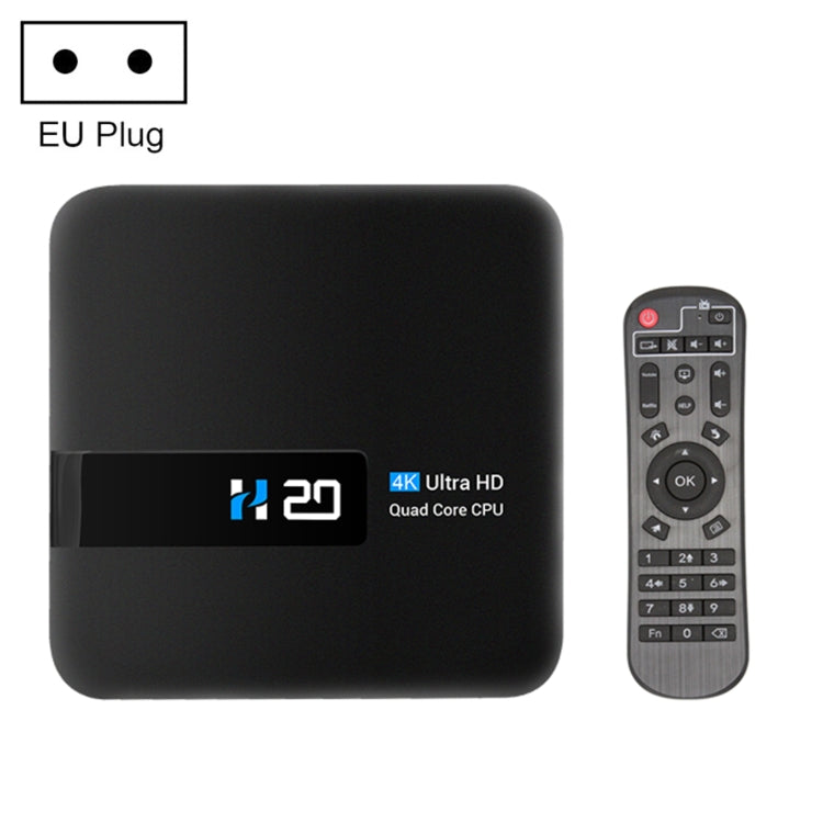 Lettore multimediale H20 4K Smart TV BOX Android 10.0 con telecomando, Quad Core RK3228A, RAM: 1 GB, ROM: 8 GB, WiFi 2,4 GHz, presa AU, EAT9082AU, EAT9082EU, EAT9082UK, EAT9082US