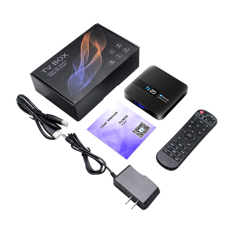 H20 4K Smart TV BOX Android 10.0 Media Player with Remote Control, Quad Core RK3228A, RAM: 1GB, ROM: 8GB, WiFi 2.4GHz, AU Plug, EAT9082AU, EAT9082EU, EAT9082UK, EAT9082US