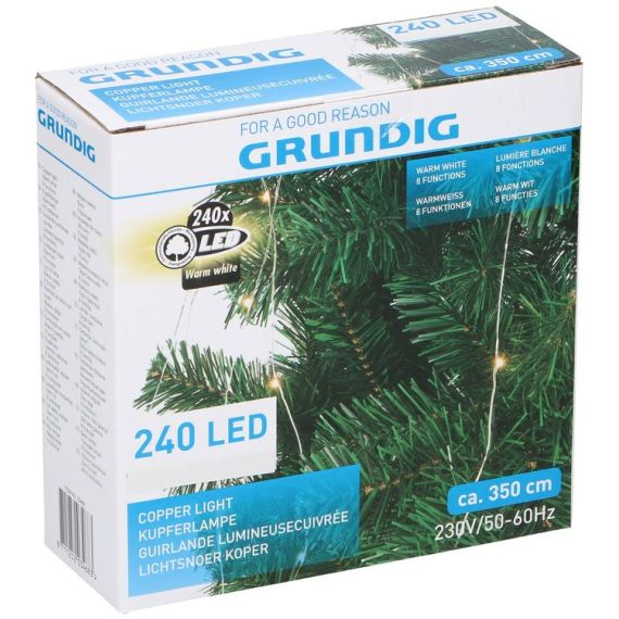 Luci natalizie 240 LED 350cm 230V IP20 Bianco caldo Grundig