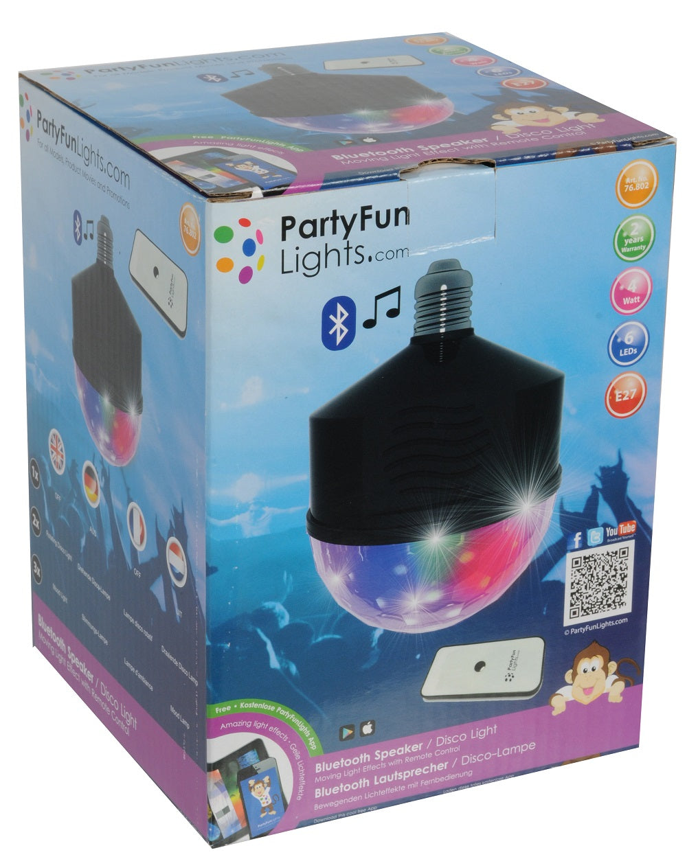 Lampada con effetti luce e speaker integrati E27 Party Fun Lights