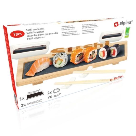 Set da sushi 7 pezzi con vassoio 30x16cm Alpina