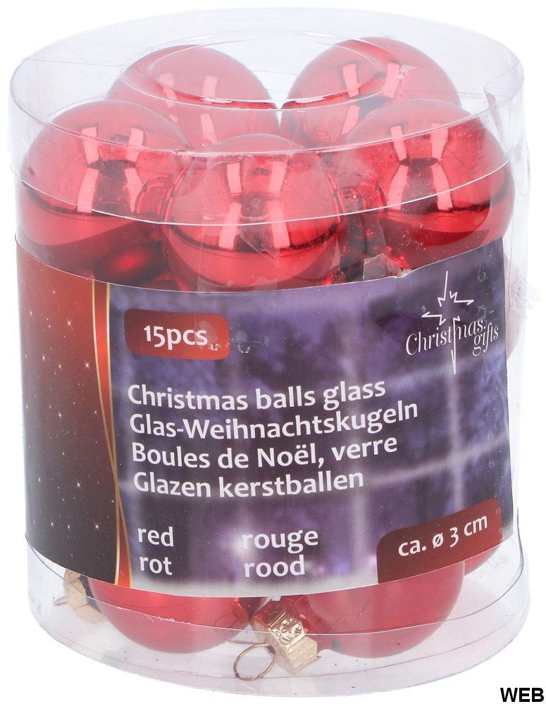 Palline natalizie 3cm lucide/opache color rosso confezione da 15 Christmas Gifts  
 8711252098951 ED5550