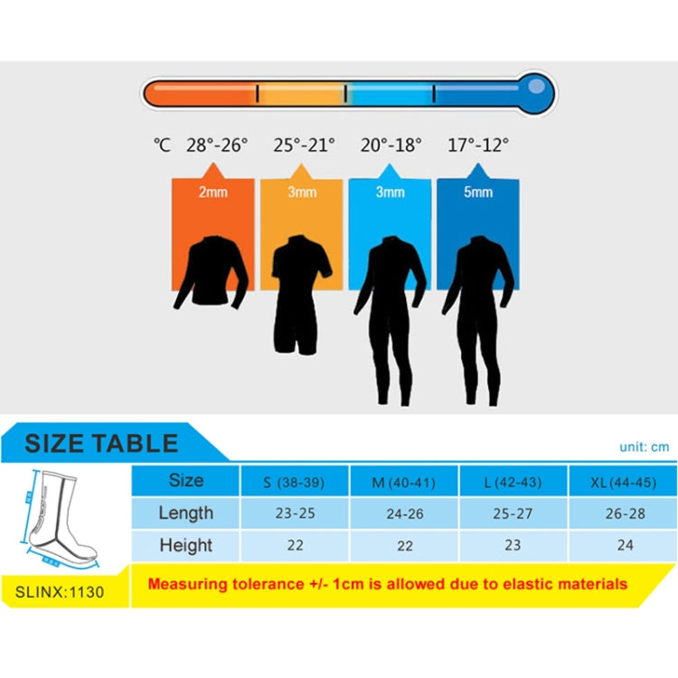 SLINX 1702 Calzini da immersione caldi antiscivolo in neoprene da 3 mm, S, M, L, XL