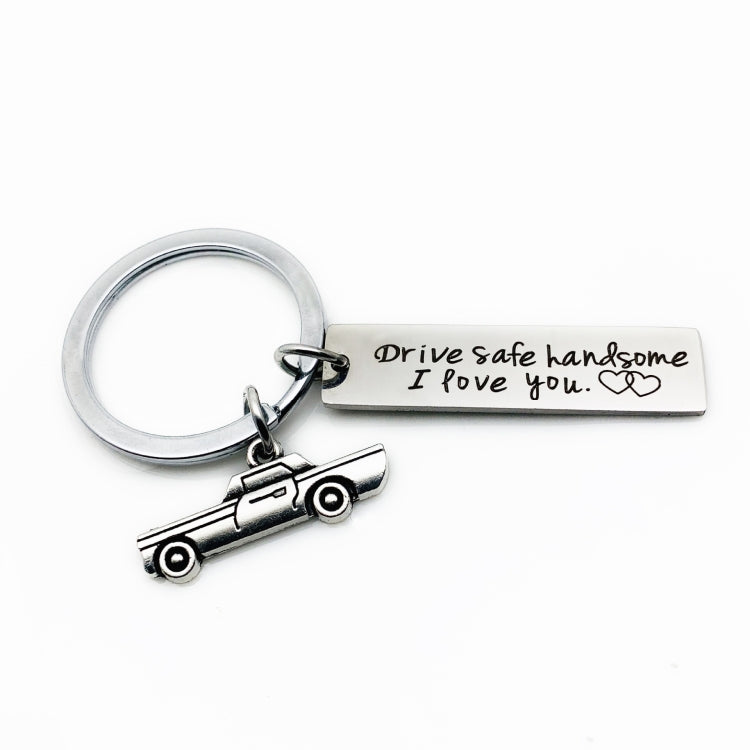 Creative Drive Safe Handsome Words Portachiavi portachiavi in acciaio inossidabile, Wing Shape, Motorcycle Shape, Car Shape