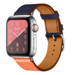 Cinturino da polso in pelle a due colori con cinturino singolo per Apple Watch Series 3, 2 e 1, 38mm Orange+Bright Blue, 42mm Orange+Bright Blue, 38mm Pink+Wine Red, 42mm Pink+Wine Red, 38mm Amber+Orange Red+Light Rose Red                              ...