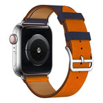Cinturino da polso in pelle a due colori con cinturino singolo per Apple Watch Series 3, 2 e 1, 38mm Orange+Bright Blue, 42mm Orange+Bright Blue, 38mm Pink+Wine Red, 42mm Pink+Wine Red, 38mm Amber+Orange Red+Light Rose Red                              ...