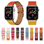 Cinturino da polso in pelle a due colori con cinturino singolo per Apple Watch Series 3, 2 e 1, 38mm Orange+Bright Blue, 42mm Orange+Bright Blue, 38mm Pink+Wine Red, 42mm Pink+Wine Red, 38mm Amber+Orange Red+Light Rose Red                              ...