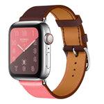 Cinturino da polso in pelle a due colori con cinturino singolo per Apple Watch Series 3, 2 e 1, 38mm Orange+Bright Blue, 42mm Orange+Bright Blue, 38mm Pink+Wine Red, 42mm Pink+Wine Red, 38mm Amber+Orange Red+Light Rose Red                              ...