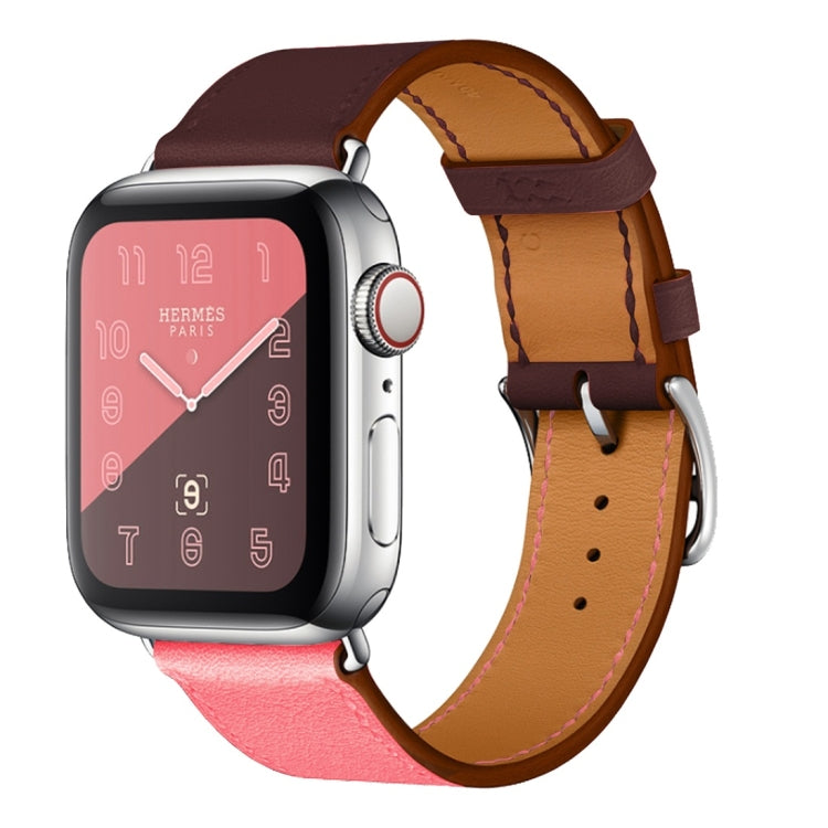 Cinturino da polso in pelle a due colori con cinturino singolo per Apple Watch Series 3, 2 e 1, 38mm Orange+Bright Blue, 42mm Orange+Bright Blue, 38mm Pink+Wine Red, 42mm Pink+Wine Red, 38mm Amber+Orange Red+Light Rose Red                              ...
