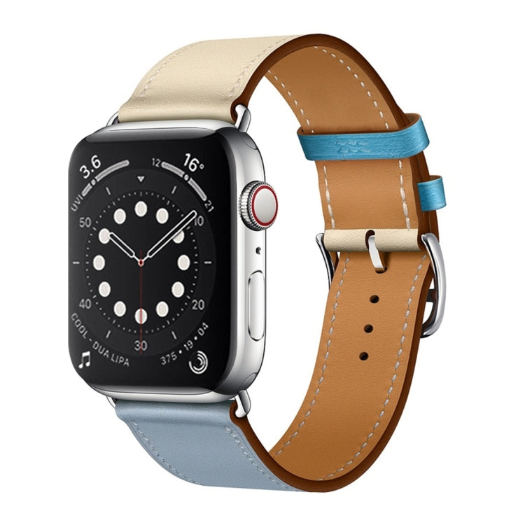 Cinturino da polso in pelle a due colori con cinturino singolo per Apple Watch Series 3, 2 e 1, 38mm Orange+Bright Blue, 42mm Orange+Bright Blue, 38mm Pink+Wine Red, 42mm Pink+Wine Red, 38mm Amber+Orange Red+Light Rose Red                              ...