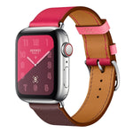 Cinturino da polso in pelle a due colori con cinturino singolo per Apple Watch Series 3, 2 e 1, 38mm Orange+Bright Blue, 42mm Orange+Bright Blue, 38mm Pink+Wine Red, 42mm Pink+Wine Red, 38mm Amber+Orange Red+Light Rose Red                              ...