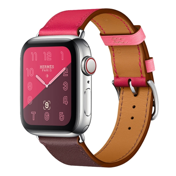 Cinturino da polso in pelle a due colori con cinturino singolo per Apple Watch Series 3, 2 e 1, 38mm Orange+Bright Blue, 42mm Orange+Bright Blue, 38mm Pink+Wine Red, 42mm Pink+Wine Red, 38mm Amber+Orange Red+Light Rose Red                              ...