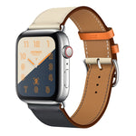 Cinturino da polso in pelle a due colori con cinturino singolo per Apple Watch Series 3, 2 e 1, 38mm Orange+Bright Blue, 42mm Orange+Bright Blue, 38mm Pink+Wine Red, 42mm Pink+Wine Red, 38mm Amber+Orange Red+Light Rose Red                              ...