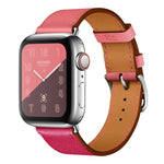 Cinturino da polso in pelle a due colori con cinturino singolo per Apple Watch Series 3, 2 e 1, 38mm Orange+Bright Blue, 42mm Orange+Bright Blue, 38mm Pink+Wine Red, 42mm Pink+Wine Red, 38mm Amber+Orange Red+Light Rose Red                              ...
