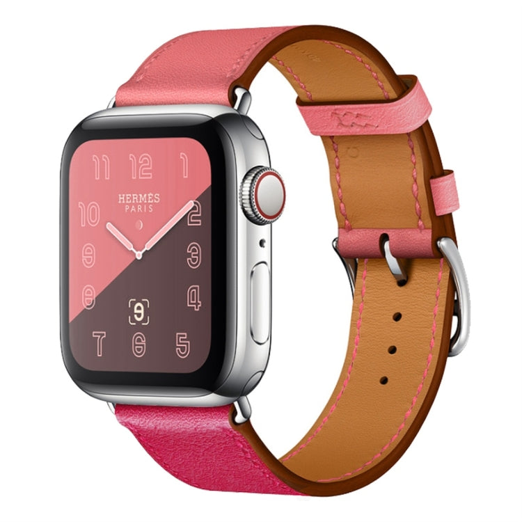 Cinturino da polso in pelle a due colori con cinturino singolo per Apple Watch Series 3, 2 e 1, 38mm Orange+Bright Blue, 42mm Orange+Bright Blue, 38mm Pink+Wine Red, 42mm Pink+Wine Red, 38mm Amber+Orange Red+Light Rose Red                              ...