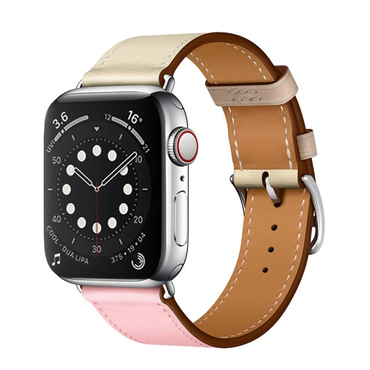 Cinturino da polso in pelle a due colori con cinturino singolo per Apple Watch Series 3, 2 e 1, 38mm Orange+Bright Blue, 42mm Orange+Bright Blue, 38mm Pink+Wine Red, 42mm Pink+Wine Red, 38mm Amber+Orange Red+Light Rose Red                              ...