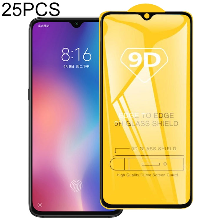 25 pellicole in vetro temperato a schermo intero con colla piena 9D, For Xiaomi Mi 9 (25 PCS), For Xiaomi Mi 8 (25 PCS), For Xiaomi Mi 9 SE (25 PCS), For Xiaomi Mi 9X (25 PCS), For Xiaomi Mi 9T, For Xiaomi Redmi Note 7 (25 PCS)                         ...