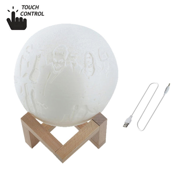 Interruttore tattile personalizzato Lampada lunare con stampa 3D a 3 colori Ricarica USB Luce notturna a LED a risparmio energetico con base di supporto in legno, 8cm, 10cm, 13cm, 15cm, 18cm, 20cm