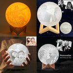 Interruttore tattile personalizzato Lampada lunare con stampa 3D a 3 colori Ricarica USB Luce notturna a LED a risparmio energetico con base di supporto in legno, 8cm, 10cm, 13cm, 15cm, 18cm, 20cm