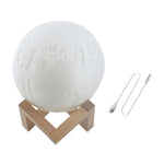 Lampada lunare con stampa 3D a 3 colori personalizzata con ricarica USB Luce notturna a LED a risparmio energetico con base di supporto in legno, 8cm, 10cm, 13cm, 15cm, 18cm, 20cm