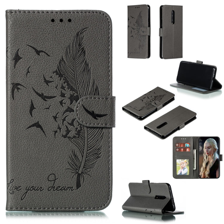 Custodia in pelle flip orizzontale con motivo a piume Litchi Texture con portafoglio, supporto e slot per carte, For LG K50, For LG Stylo 4, For LG Stylo 5, For OnePlus 7 Pro