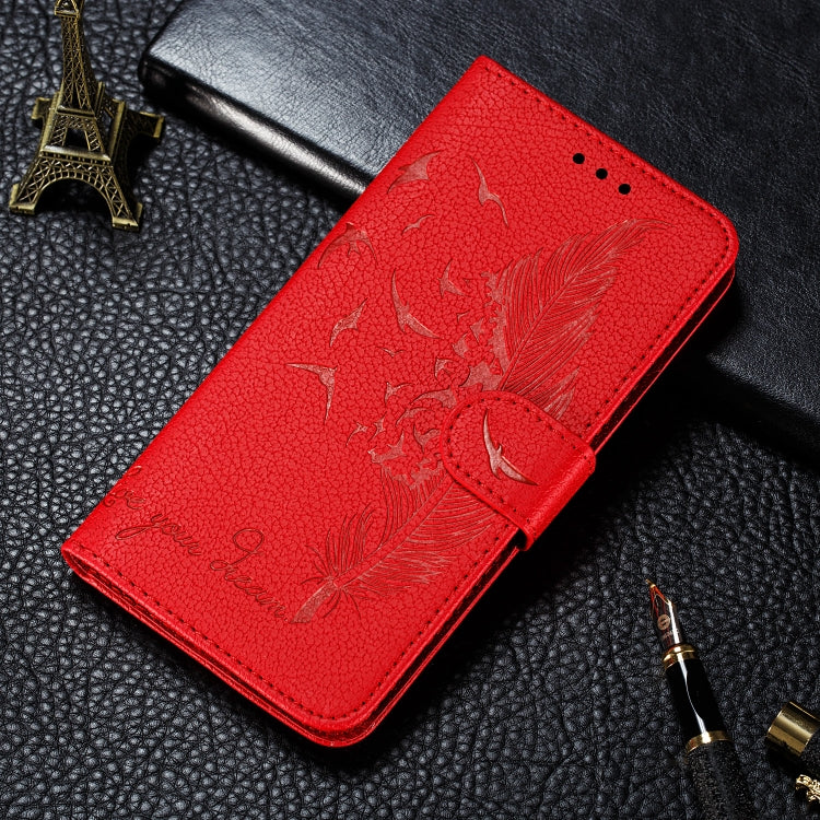 Custodia in pelle flip orizzontale con motivo a piume Litchi Texture con portafoglio, supporto e slot per carte, For LG K50, For LG Stylo 4, For LG Stylo 5, For OnePlus 7 Pro