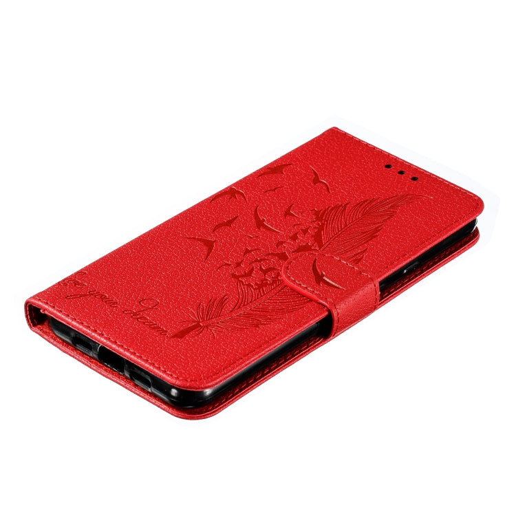 Custodia in pelle flip orizzontale con motivo a piume Litchi Texture con portafoglio, supporto e slot per carte, For Google Pixel 3a XL, For Google Pixel 4