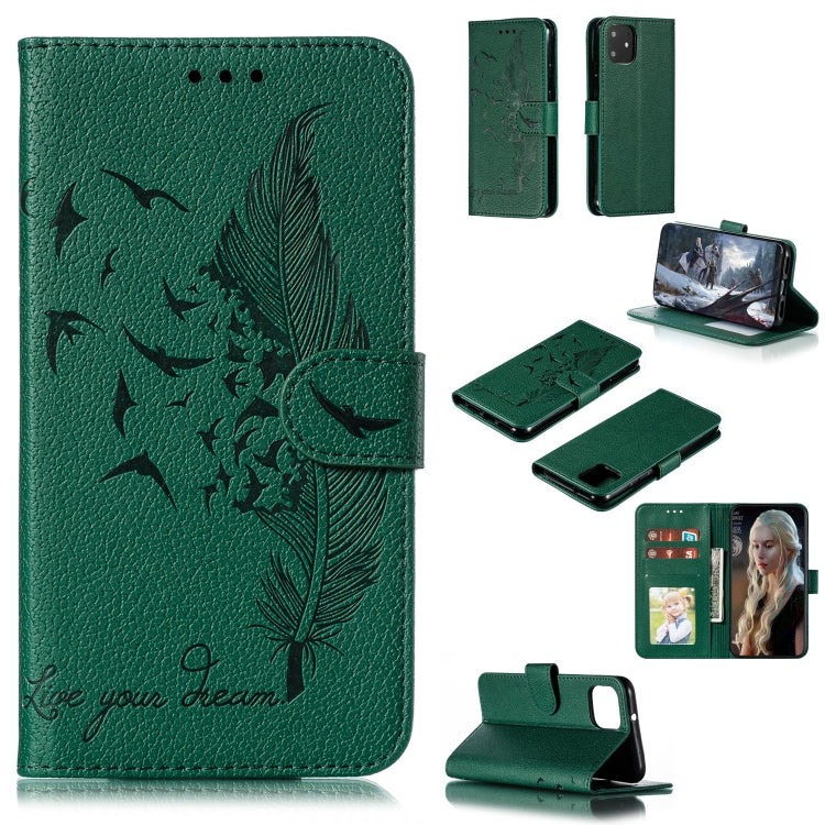 Custodia in pelle flip orizzontale con motivo a piume Litchi Texture con portafoglio, supporto e slot per carte, For Google Pixel 3a XL, For Google Pixel 4