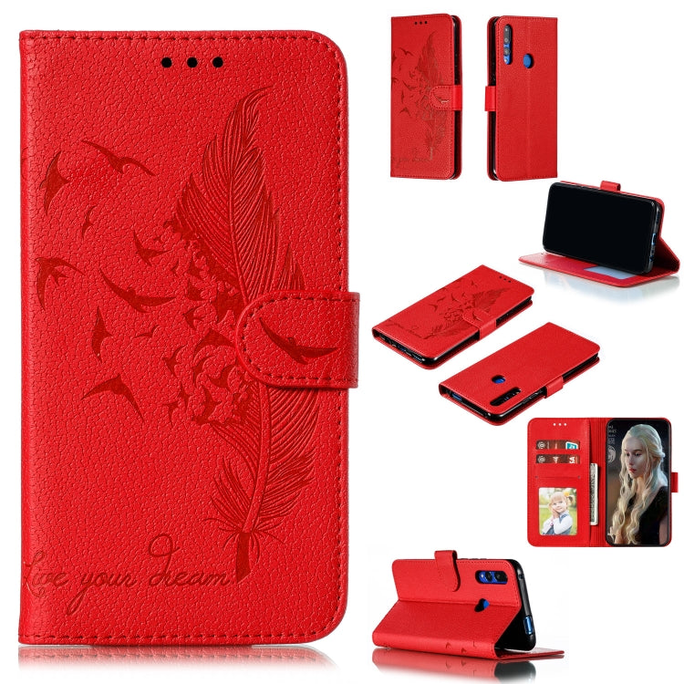 Custodia in pelle flip orizzontale con motivo a piume Litchi Texture con portafoglio, supporto e slot per carte, For Huawei P Smart Z / Y9 Prime (2019), For Huawei P20 Lite (2019) / Nova 5i, For Huawei P30, For Huawei P30 Lite, For Huawei P30 Pro