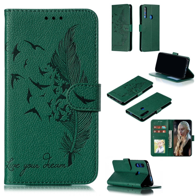 Custodia in pelle flip orizzontale con motivo a piume Litchi Texture con portafoglio, supporto e slot per carte, For Huawei P Smart Z / Y9 Prime (2019), For Huawei P20 Lite (2019) / Nova 5i, For Huawei P30, For Huawei P30 Lite, For Huawei P30 Pro