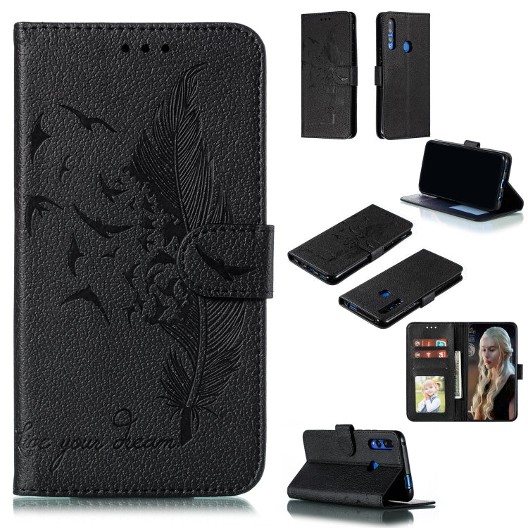 Custodia in pelle flip orizzontale con motivo a piume Litchi Texture con portafoglio, supporto e slot per carte, For Huawei P Smart Z / Y9 Prime (2019), For Huawei P20 Lite (2019) / Nova 5i, For Huawei P30, For Huawei P30 Lite, For Huawei P30 Pro