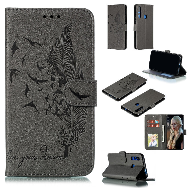 Custodia in pelle flip orizzontale con motivo a piume Litchi Texture con portafoglio, supporto e slot per carte, For Huawei P Smart Z / Y9 Prime (2019), For Huawei P20 Lite (2019) / Nova 5i, For Huawei P30, For Huawei P30 Lite, For Huawei P30 Pro
