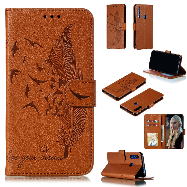 Custodia in pelle flip orizzontale con motivo a piume Litchi Texture con portafoglio, supporto e slot per carte, For Huawei P Smart Z / Y9 Prime (2019), For Huawei P20 Lite (2019) / Nova 5i, For Huawei P30, For Huawei P30 Lite, For Huawei P30 Pro