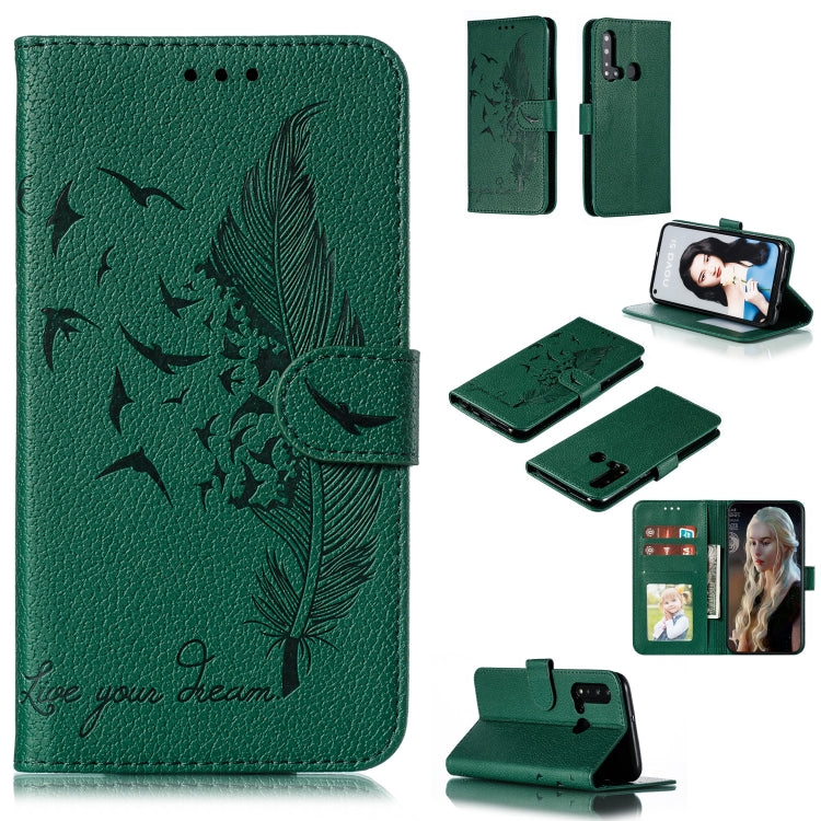 Custodia in pelle flip orizzontale con motivo a piume Litchi Texture con portafoglio, supporto e slot per carte, For Huawei P Smart Z / Y9 Prime (2019), For Huawei P20 Lite (2019) / Nova 5i, For Huawei P30, For Huawei P30 Lite, For Huawei P30 Pro