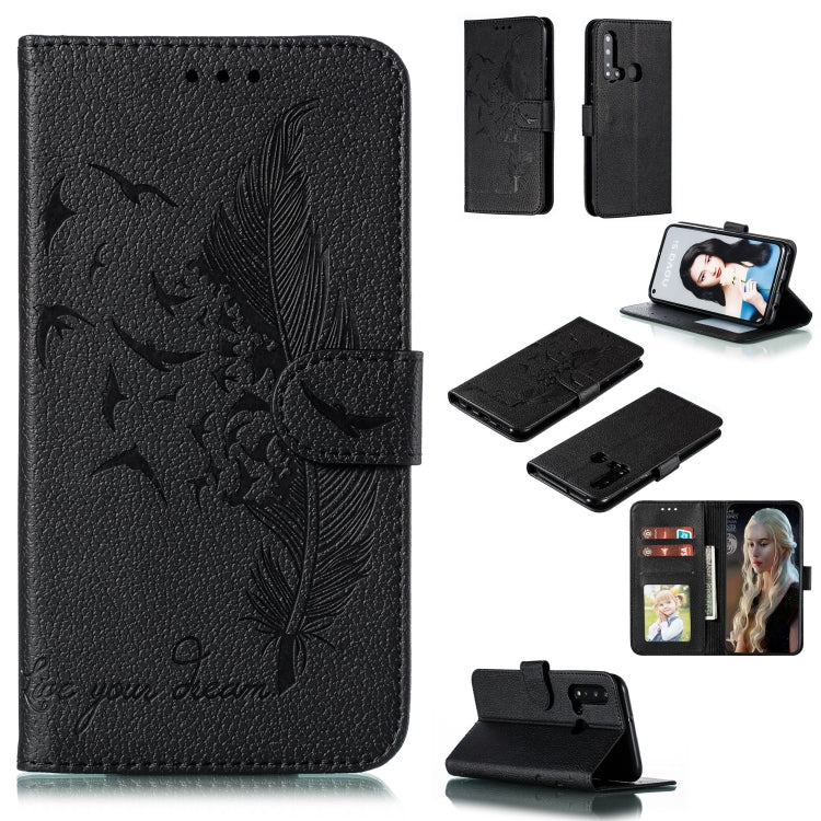 Custodia in pelle flip orizzontale con motivo a piume Litchi Texture con portafoglio, supporto e slot per carte, For Huawei P Smart Z / Y9 Prime (2019), For Huawei P20 Lite (2019) / Nova 5i, For Huawei P30, For Huawei P30 Lite, For Huawei P30 Pro