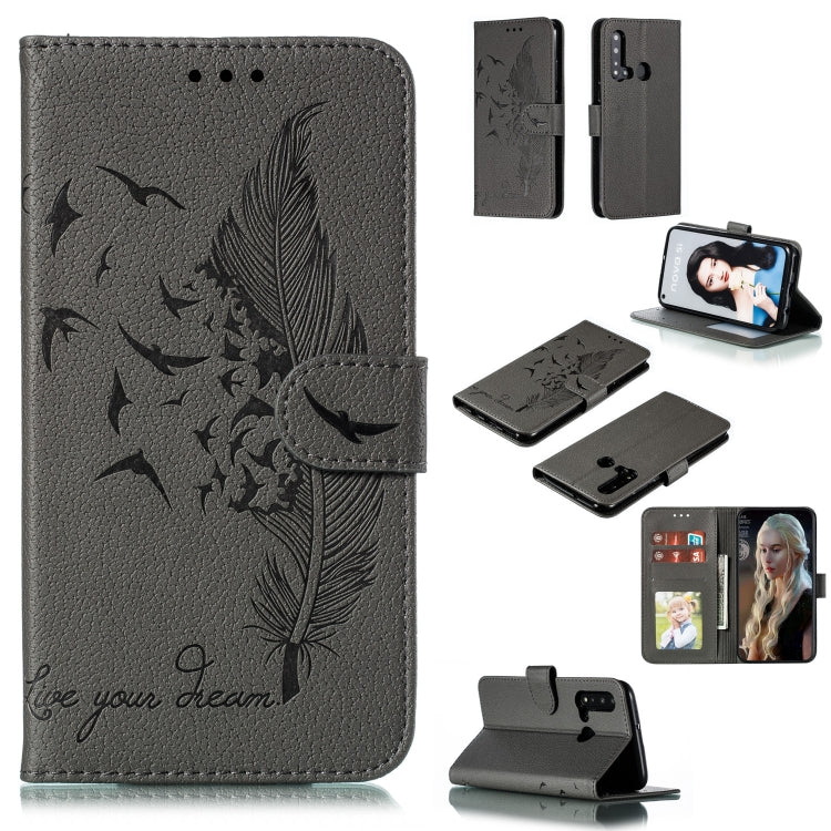 Custodia in pelle flip orizzontale con motivo a piume Litchi Texture con portafoglio, supporto e slot per carte, For Huawei P Smart Z / Y9 Prime (2019), For Huawei P20 Lite (2019) / Nova 5i, For Huawei P30, For Huawei P30 Lite, For Huawei P30 Pro