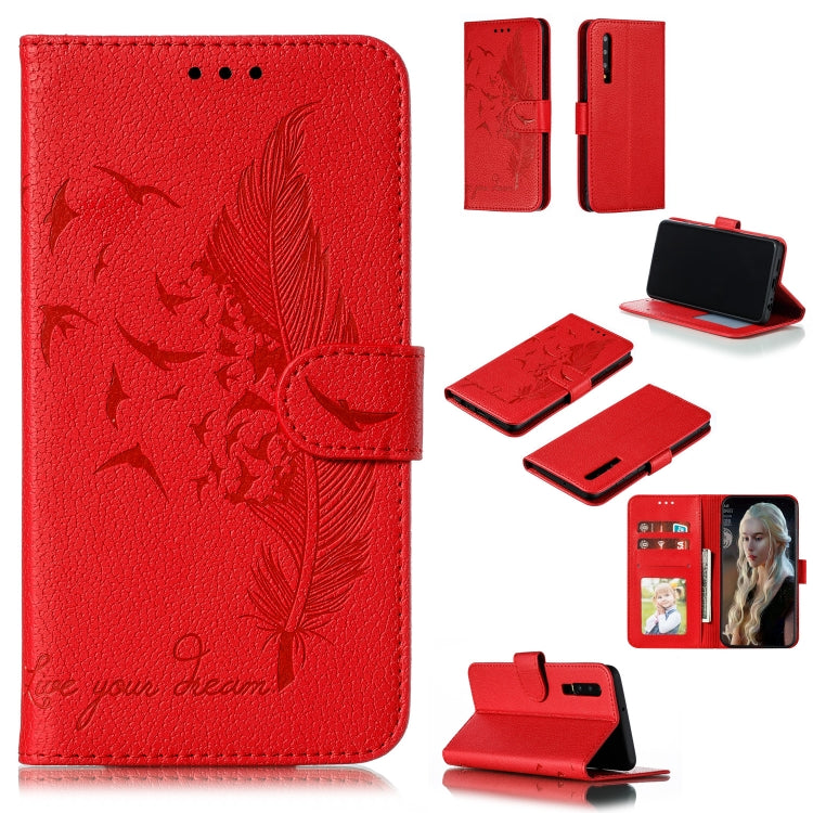Custodia in pelle flip orizzontale con motivo a piume Litchi Texture con portafoglio, supporto e slot per carte, For Huawei P Smart Z / Y9 Prime (2019), For Huawei P20 Lite (2019) / Nova 5i, For Huawei P30, For Huawei P30 Lite, For Huawei P30 Pro