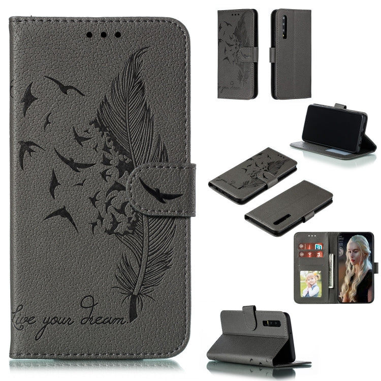 Custodia in pelle flip orizzontale con motivo a piume Litchi Texture con portafoglio, supporto e slot per carte, For Huawei P Smart Z / Y9 Prime (2019), For Huawei P20 Lite (2019) / Nova 5i, For Huawei P30, For Huawei P30 Lite, For Huawei P30 Pro