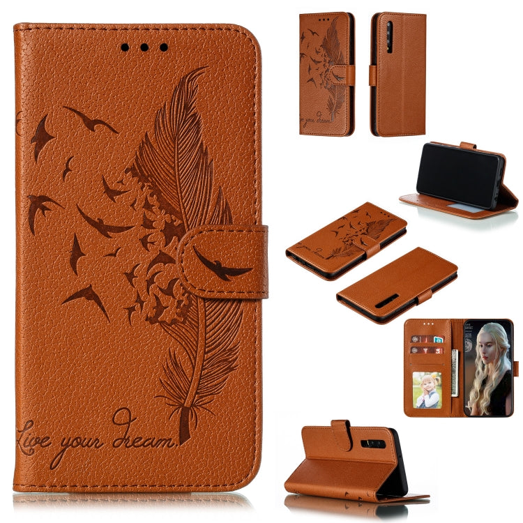 Custodia in pelle flip orizzontale con motivo a piume Litchi Texture con portafoglio, supporto e slot per carte, For Huawei P Smart Z / Y9 Prime (2019), For Huawei P20 Lite (2019) / Nova 5i, For Huawei P30, For Huawei P30 Lite, For Huawei P30 Pro