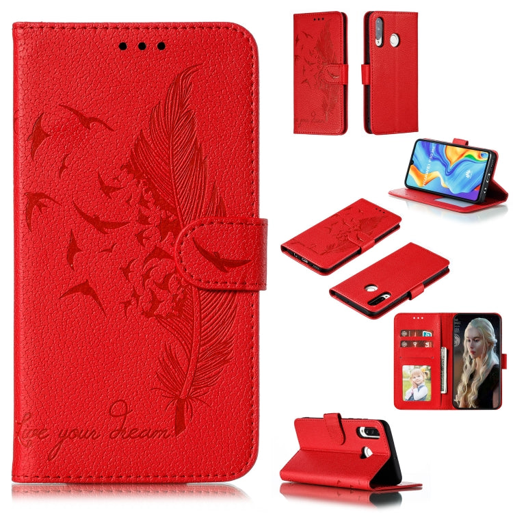 Custodia in pelle flip orizzontale con motivo a piume Litchi Texture con portafoglio, supporto e slot per carte, For Huawei P Smart Z / Y9 Prime (2019), For Huawei P20 Lite (2019) / Nova 5i, For Huawei P30, For Huawei P30 Lite, For Huawei P30 Pro