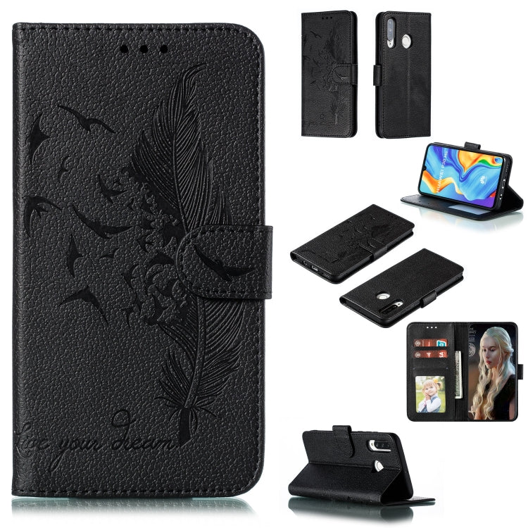 Custodia in pelle flip orizzontale con motivo a piume Litchi Texture con portafoglio, supporto e slot per carte, For Huawei P Smart Z / Y9 Prime (2019), For Huawei P20 Lite (2019) / Nova 5i, For Huawei P30, For Huawei P30 Lite, For Huawei P30 Pro