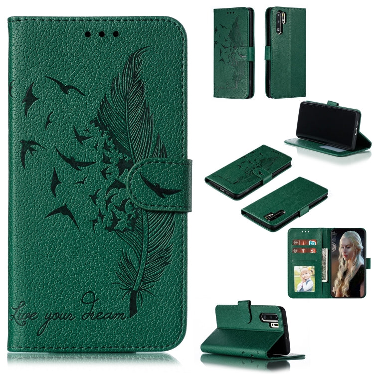 Custodia in pelle flip orizzontale con motivo a piume Litchi Texture con portafoglio, supporto e slot per carte, For Huawei P Smart Z / Y9 Prime (2019), For Huawei P20 Lite (2019) / Nova 5i, For Huawei P30, For Huawei P30 Lite, For Huawei P30 Pro