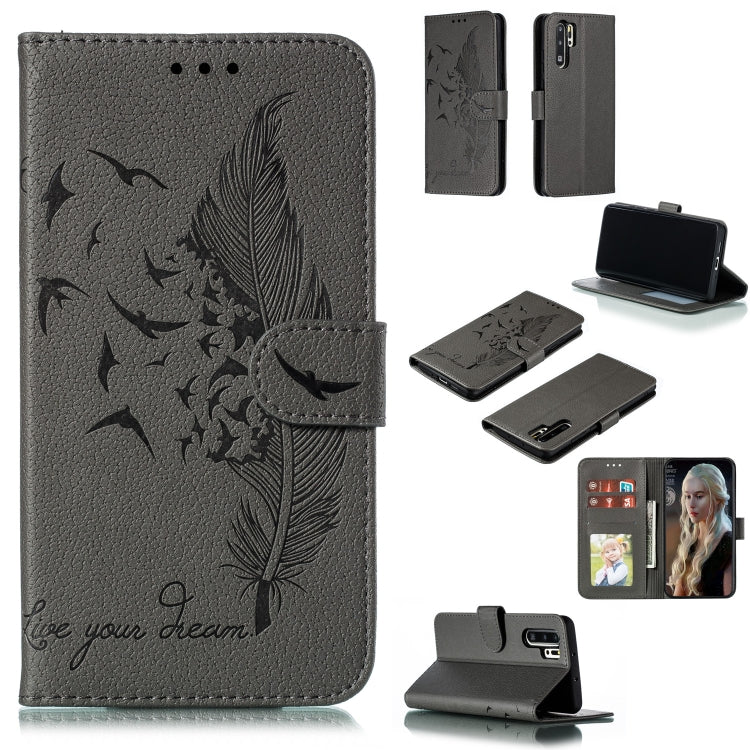 Custodia in pelle flip orizzontale con motivo a piume Litchi Texture con portafoglio, supporto e slot per carte, For Huawei P Smart Z / Y9 Prime (2019), For Huawei P20 Lite (2019) / Nova 5i, For Huawei P30, For Huawei P30 Lite, For Huawei P30 Pro